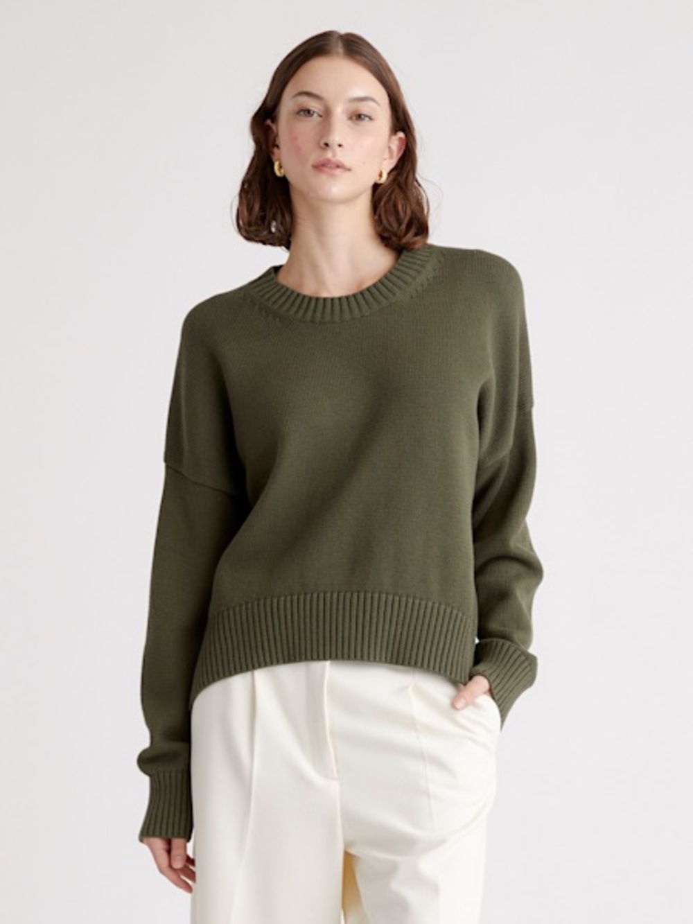 Quince Organic Cotton Boyfriend Crew Sweater